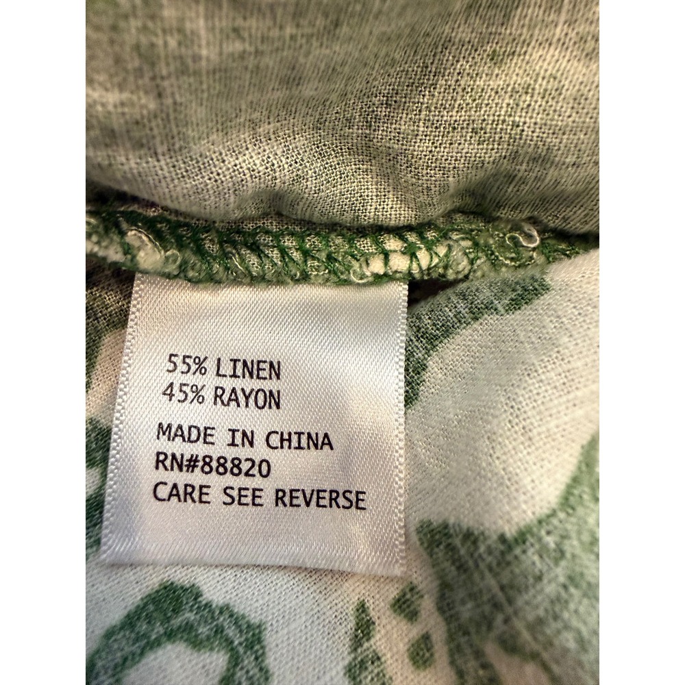 Haute Hippie Style Green Ikat Wide Leg Boho‎ Pants Plus Size 2X Elastic Waist - Picture 9 of 9